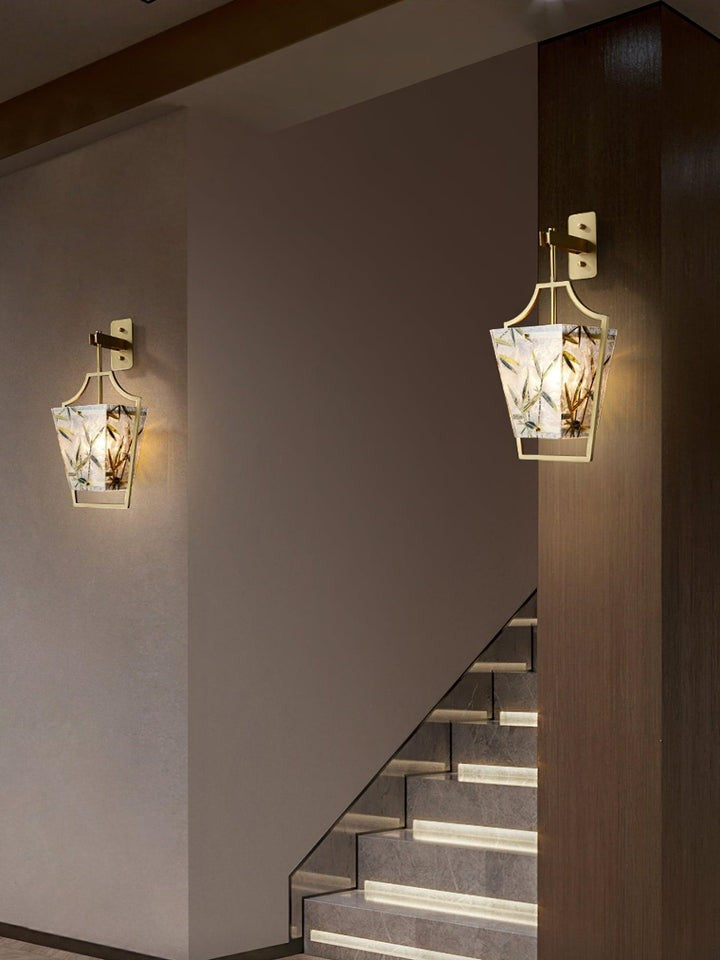 Misty Glow Brass & Enamel Glass Wall Sconce