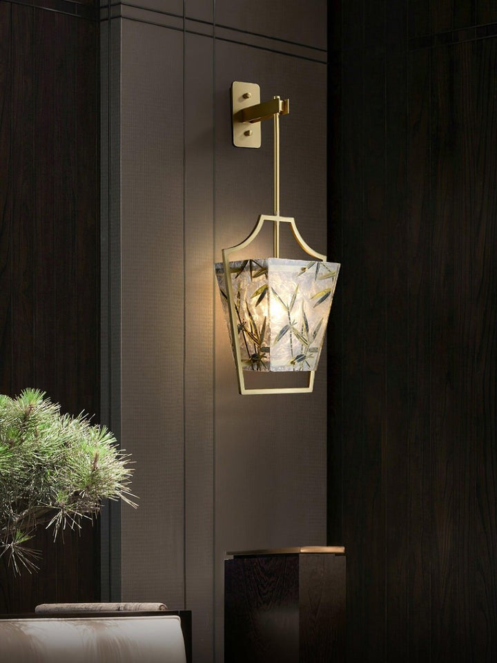 Misty Glow Brass & Enamel Glass Wall Sconce