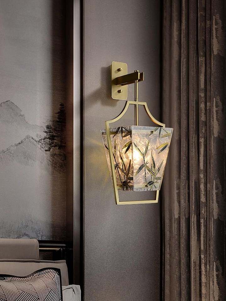 Misty Glow Brass & Enamel Glass Wall Sconce