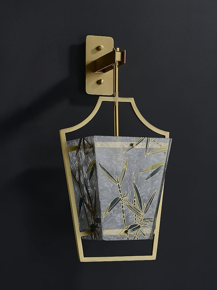 Misty Glow Brass & Enamel Glass Wall Sconce