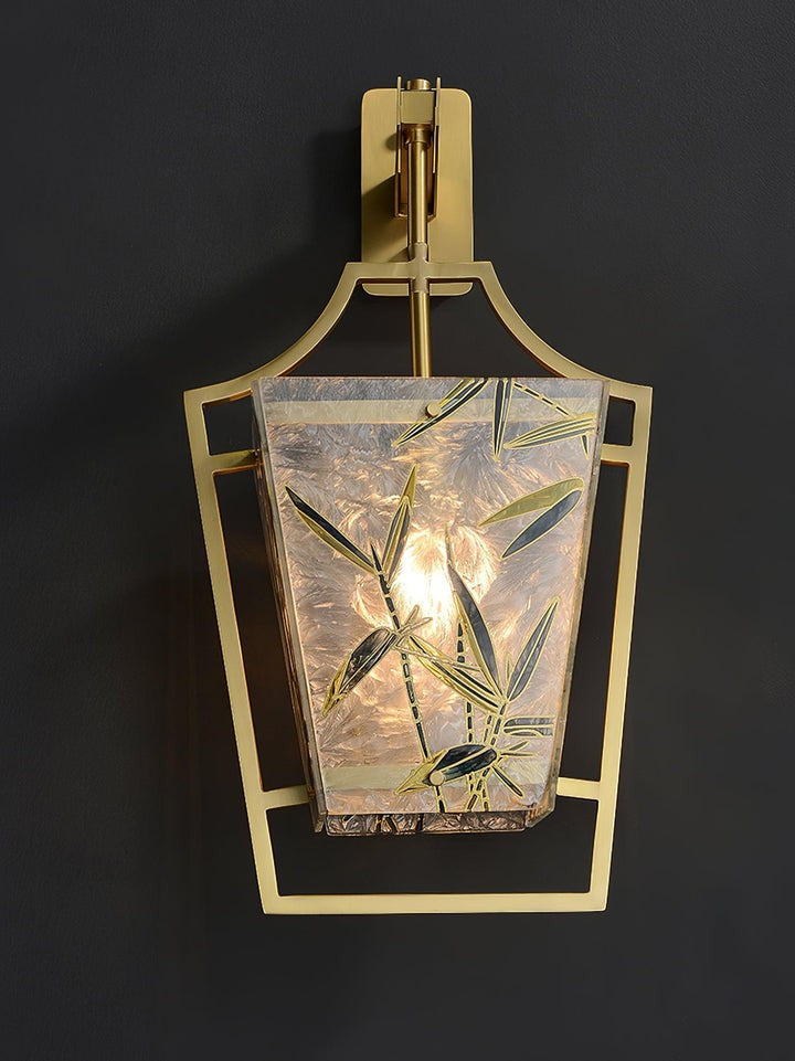 Misty Glow Brass & Enamel Glass Wall Sconce