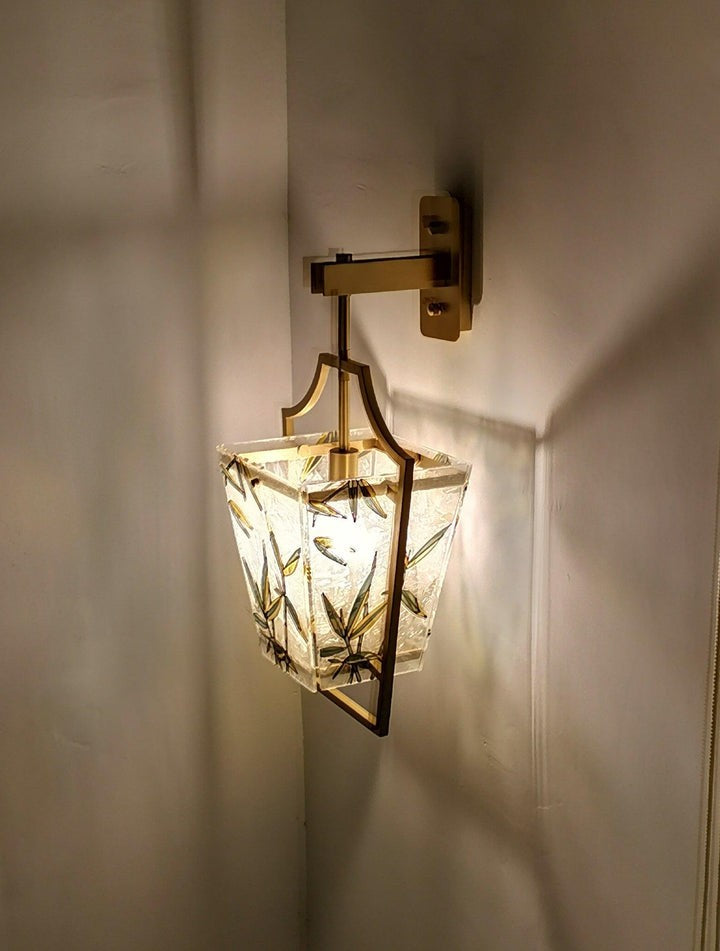 Misty Glow Brass & Enamel Glass Wall Sconce