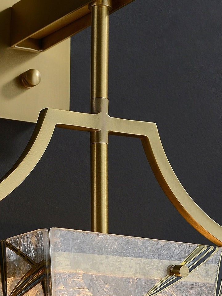 Misty Glow Brass & Enamel Glass Wall Sconce
