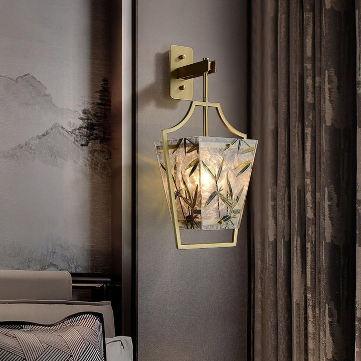 Misty Glow Brass & Enamel Glass Wall Sconce
