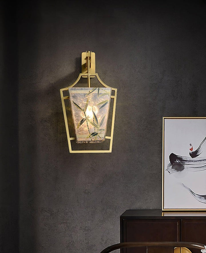 Misty Glow Brass & Enamel Glass Wall Sconce