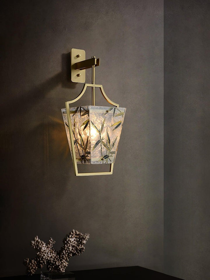 Misty Glow Brass & Enamel Glass Wall Sconce