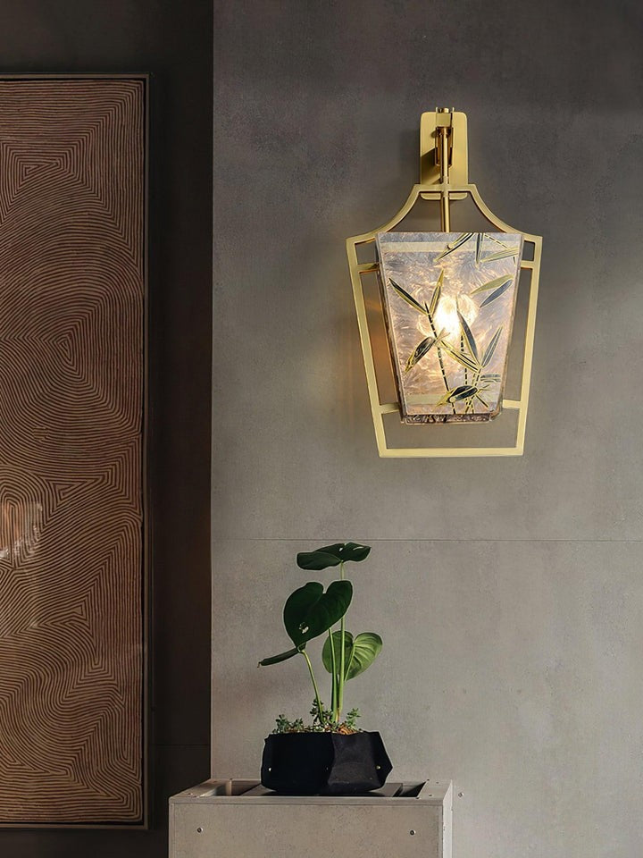 Misty Glow Brass & Enamel Glass Wall Sconce