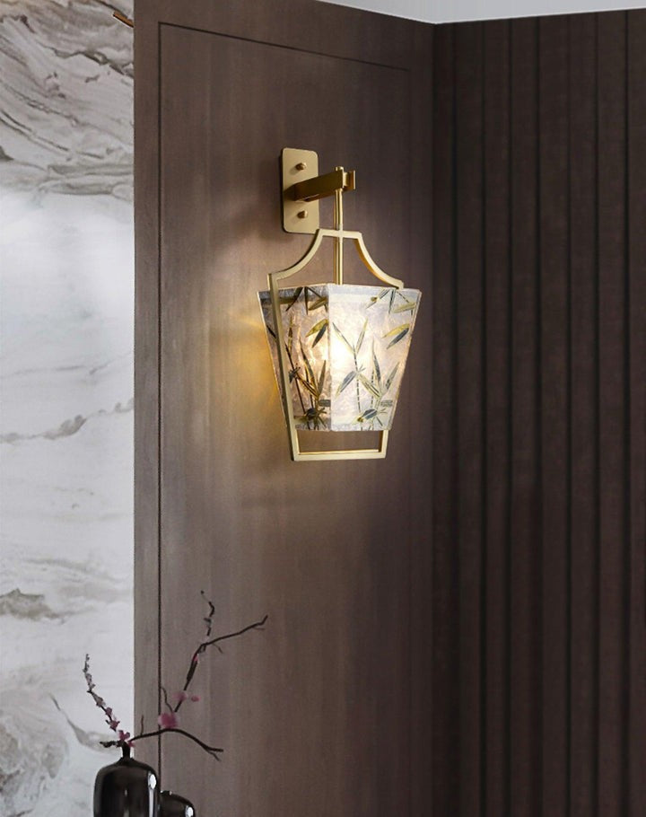 Misty Glow Brass & Enamel Glass Wall Sconce