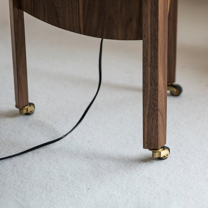 Mobile Rolling Wooden Table Lamp with Acrylic Shade