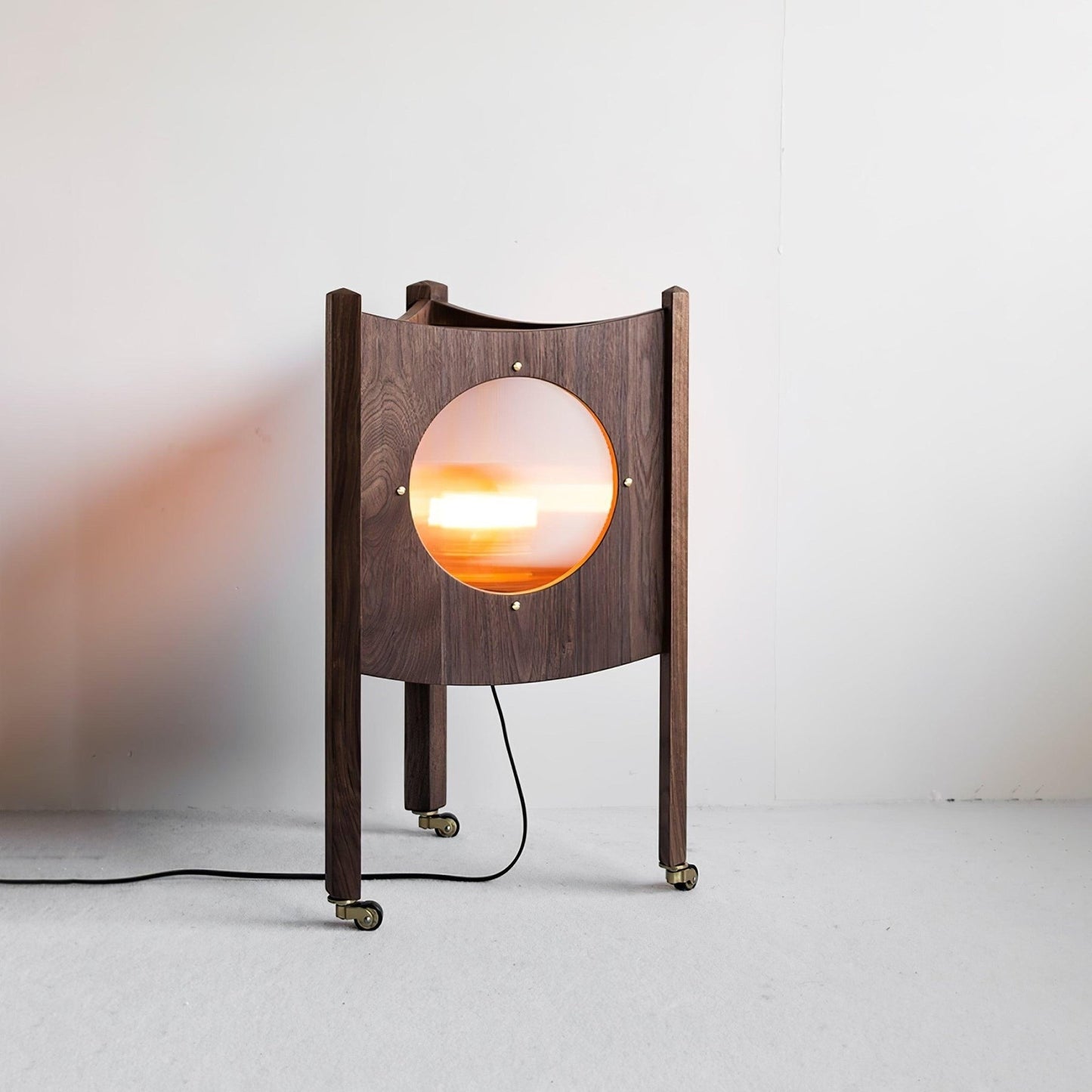 Mobile Rolling Wooden Table Lamp with Acrylic Shade