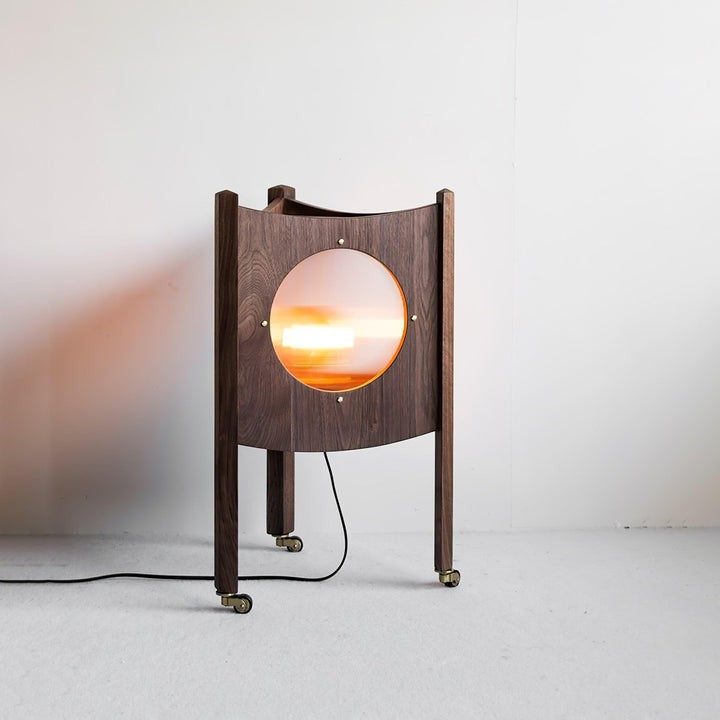 Mobile Rolling Wooden Table Lamp with Acrylic Shade