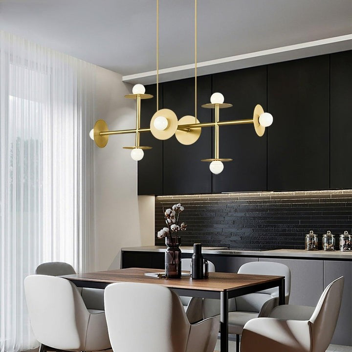 Modern 125cm Metal & Glass Ring Chandelier
