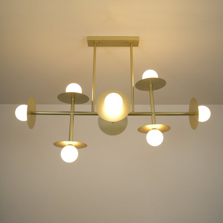 Modern 125cm Metal & Glass Ring Chandelier