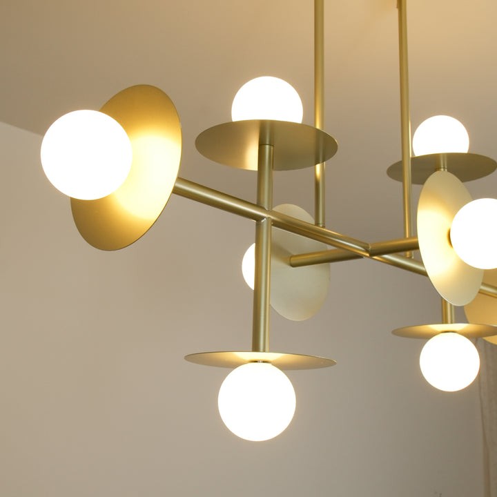 Modern 125cm Metal & Glass Ring Chandelier