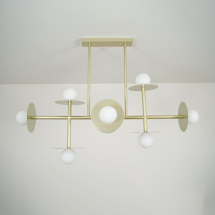 Modern 125cm Metal & Glass Ring Chandelier