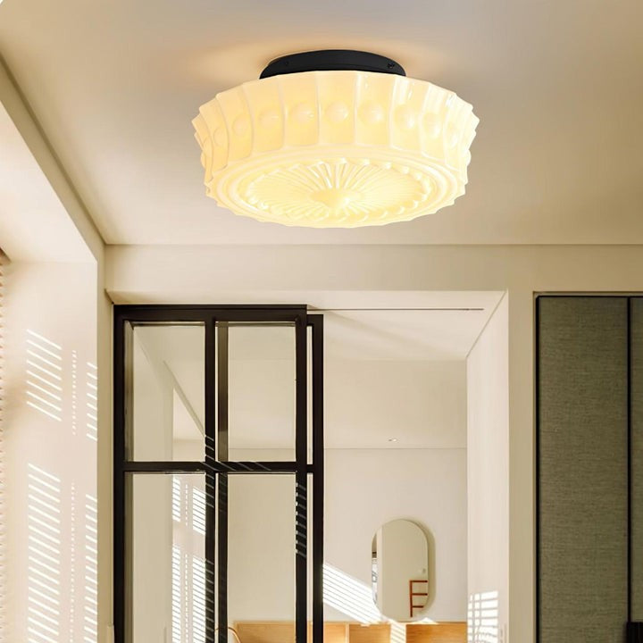 Modern Black Metal & Glass Ceiling Light Fixture – Multi-Bulb Design