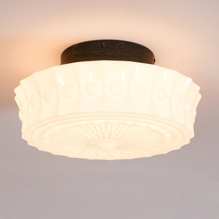 Modern Black Metal & Glass Ceiling Light Fixture – Multi-Bulb Design