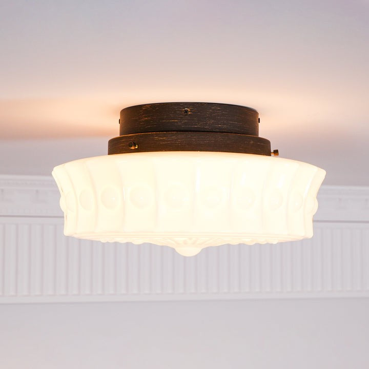 Modern Black Metal & Glass Ceiling Light Fixture – Multi-Bulb Design