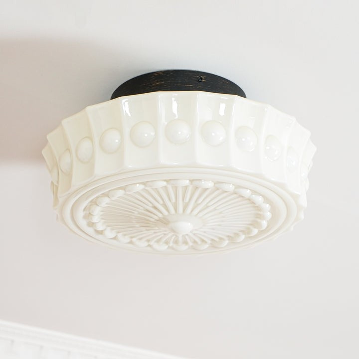 Modern Black Metal & Glass Ceiling Light Fixture – Multi-Bulb Design