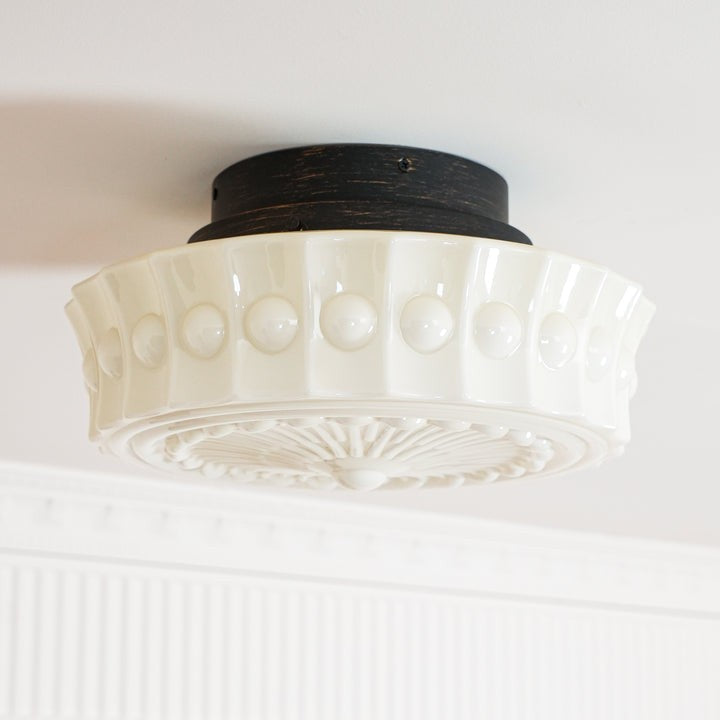 Modern Black Metal & Glass Ceiling Light Fixture – Multi-Bulb Design