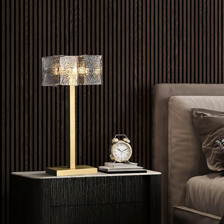 Modern Brass and Glass Table Lamp – E14 LED & Edison Compatible