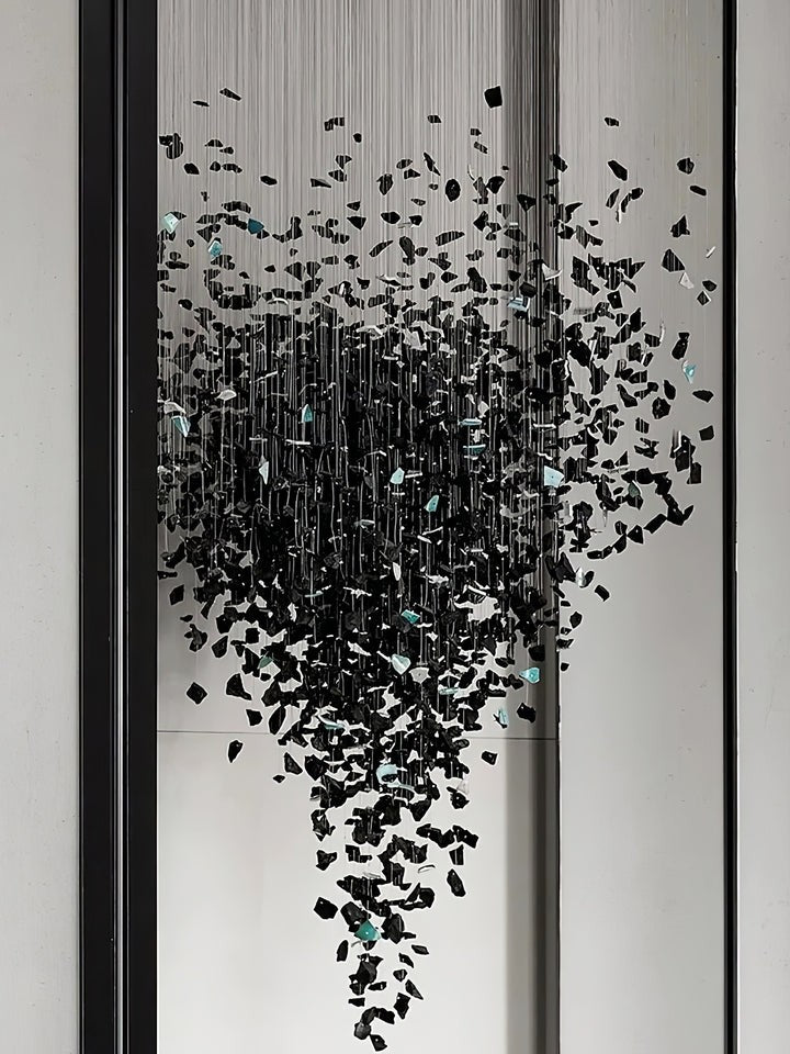 Modern Charcoal O-Shaped Iron Chandelier