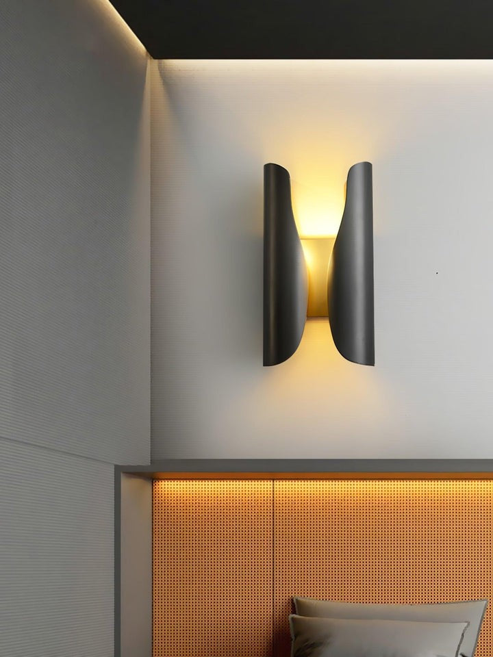 Modern Coiled Brass Wall Sconce with Gold Interior