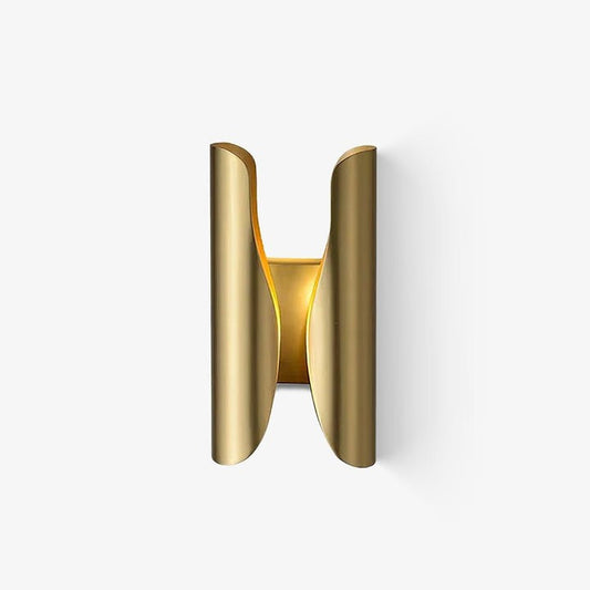 Modern Coiled Brass Wall Sconce with Gold Interior