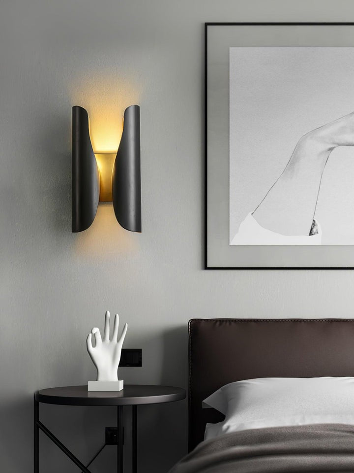 Modern Coiled Brass Wall Sconce with Gold Interior