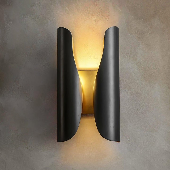 Modern Coiled Brass Wall Sconce with Gold Interior