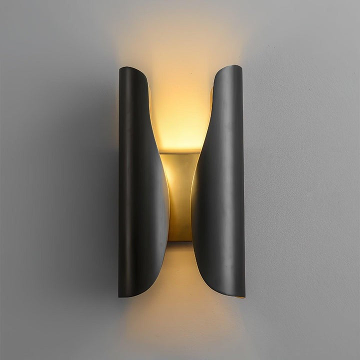 Modern Coiled Brass Wall Sconce with Gold Interior