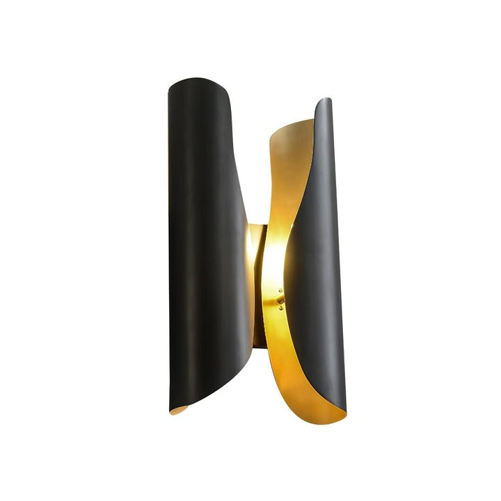 Modern Coiled Brass Wall Sconce with Gold Interior