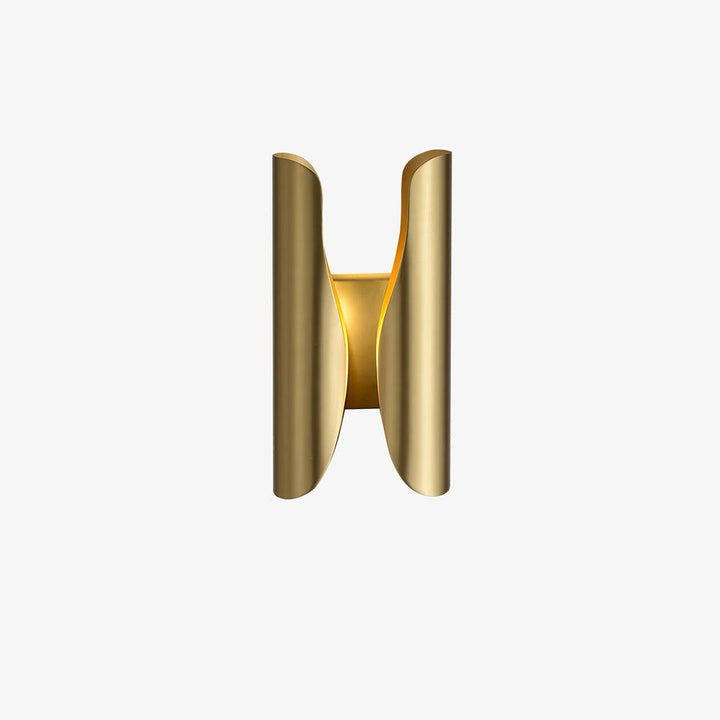 Modern Coiled Brass Wall Sconce with Gold Interior