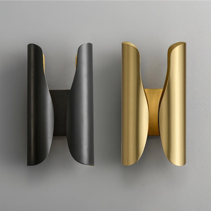 Modern Coiled Brass Wall Sconce with Gold Interior