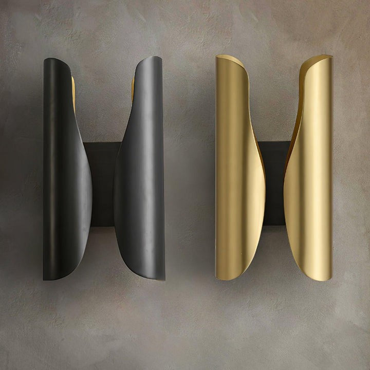 Modern Coiled Brass Wall Sconce with Gold Interior