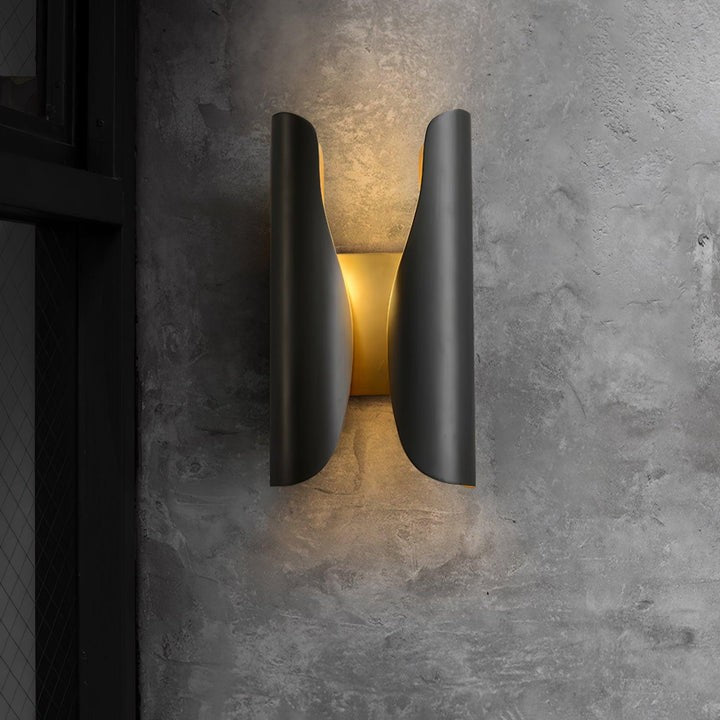 Modern Coiled Brass Wall Sconce with Gold Interior