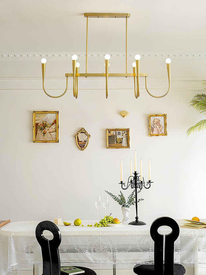 Modern Curved-Arm 8-Light Metal Ceiling Chandelier