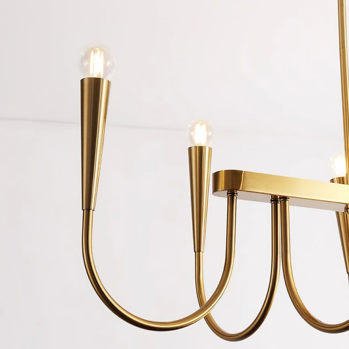 Modern Curved-Arm 8-Light Metal Ceiling Chandelier