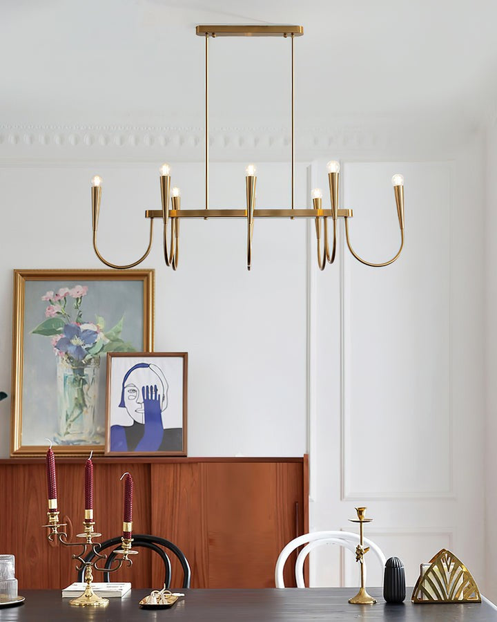 Modern Curved-Arm 8-Light Metal Ceiling Chandelier