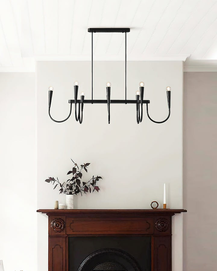 Modern Curved-Arm 8-Light Metal Ceiling Chandelier
