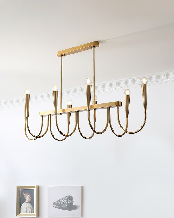 Modern Curved-Arm 8-Light Metal Ceiling Chandelier