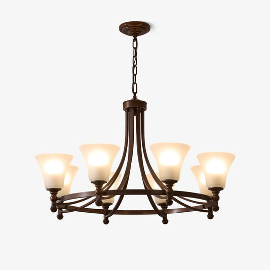 Modern Frosted Glass & Bronze Frame Chandelier – 3-8 Light Fixture