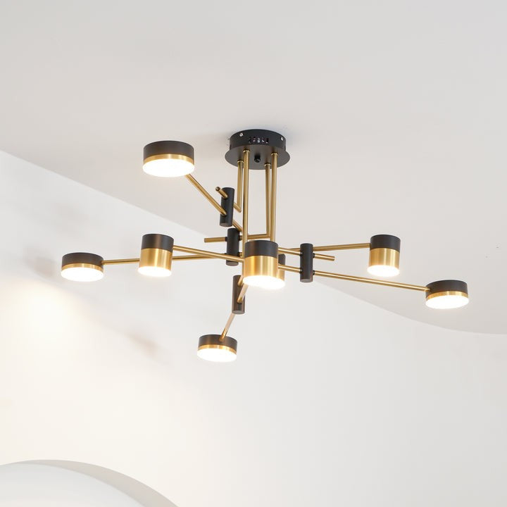 Modern Gold & Black LED Spider Chandelier
