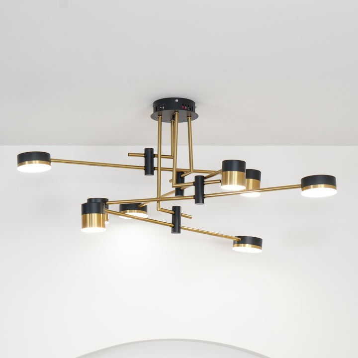 Modern Gold & Black LED Spider Chandelier
