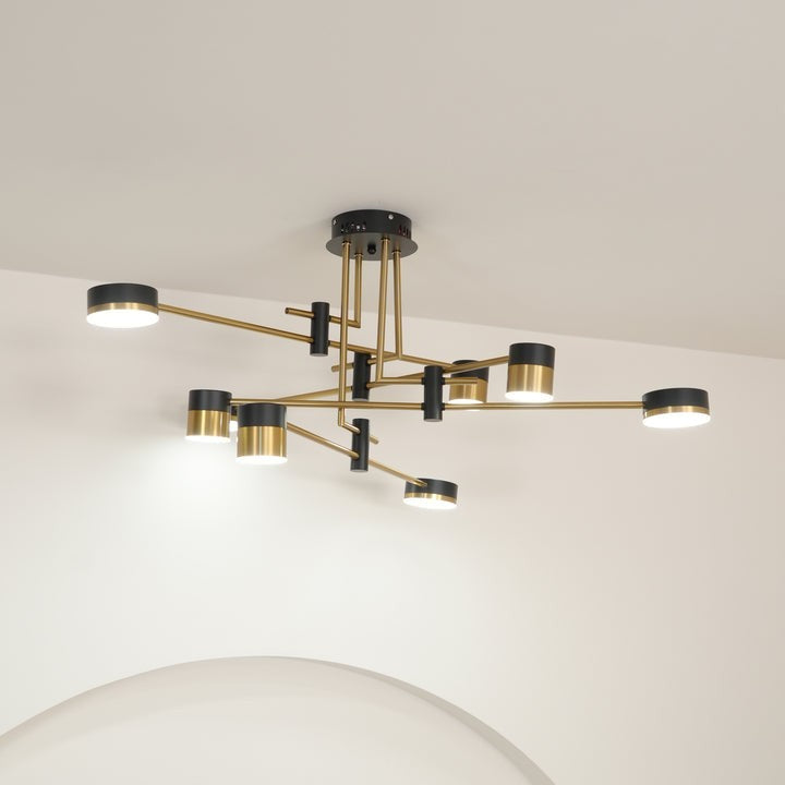 Modern Gold & Black LED Spider Chandelier