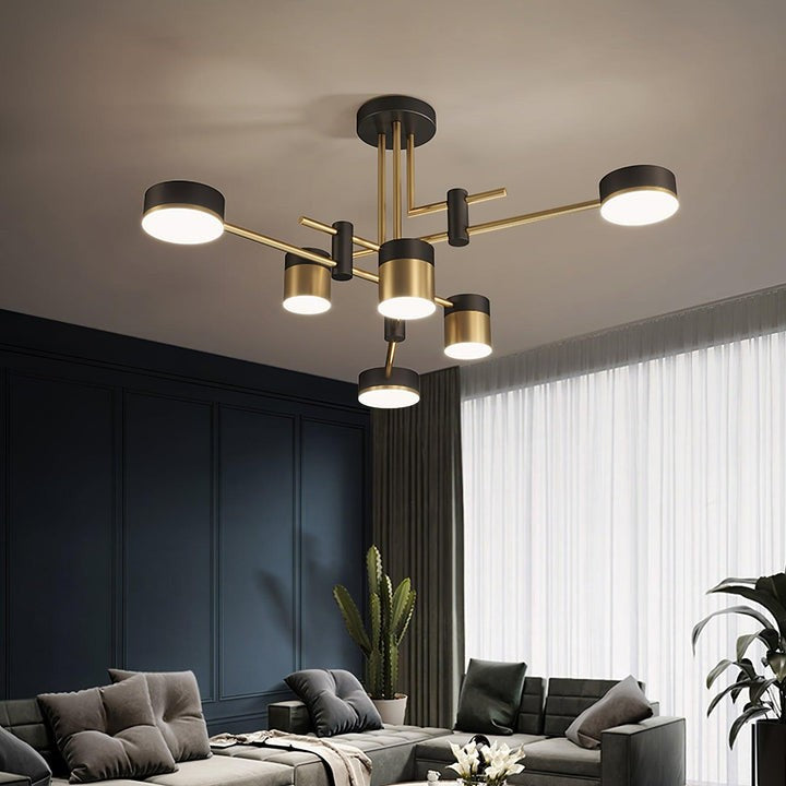 Modern Gold & Black LED Spider Chandelier