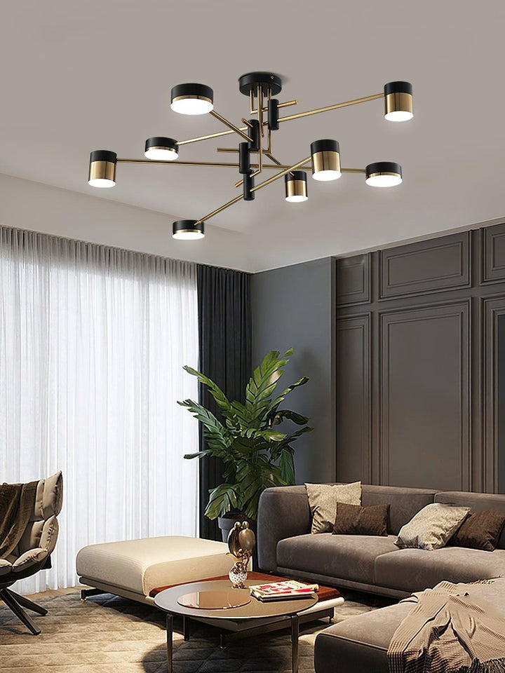 Modern Gold & Black LED Spider Chandelier