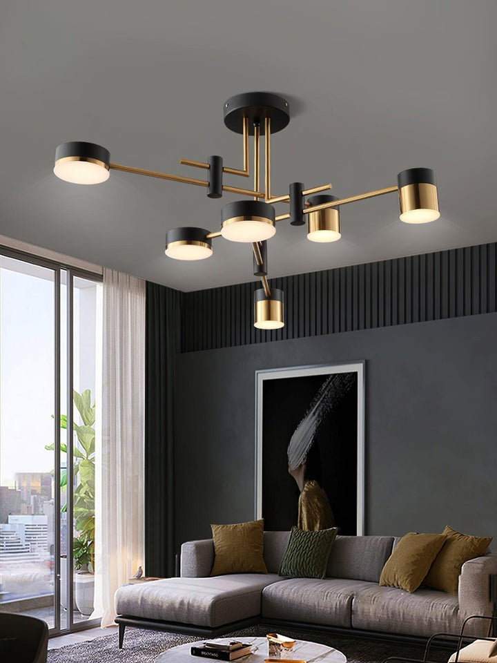 Modern Gold & Black LED Spider Chandelier