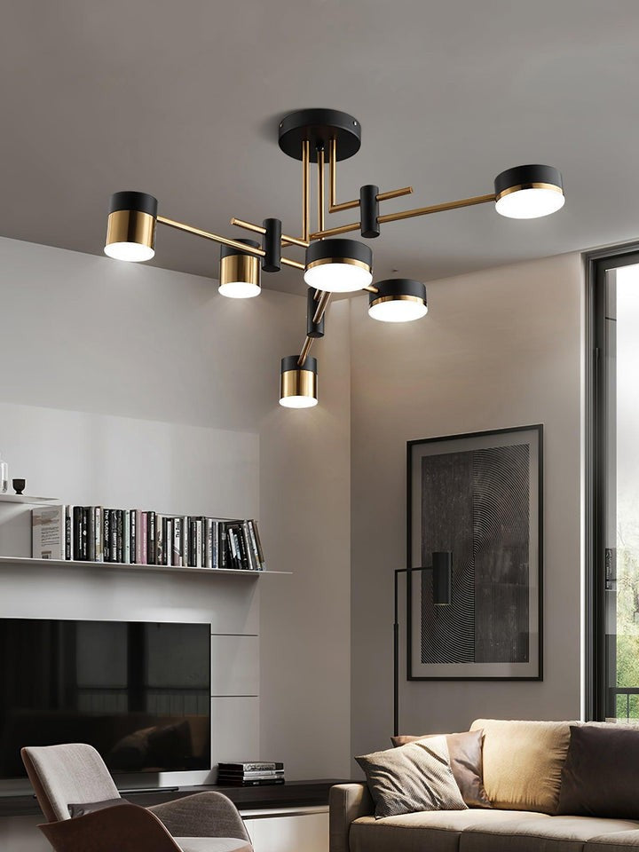 Modern Gold & Black LED Spider Chandelier