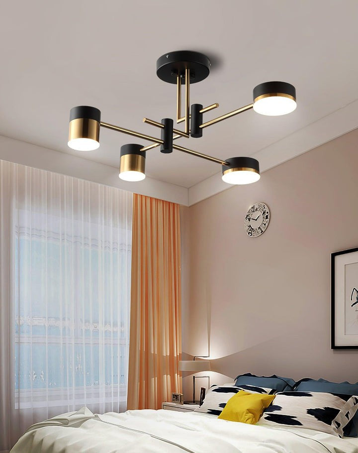 Modern Gold & Black LED Spider Chandelier